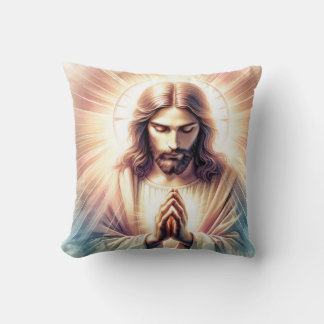 Jesus Praying Throw Pillow