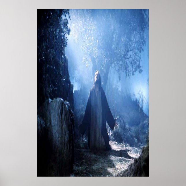 Jesus praying to his father on the mountain poster (Front)