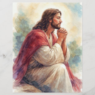 Jesus Praying Watercolor Art   Christian Faith  Flyer