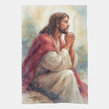 Jesus Praying Watercolor Art | Christian Faith