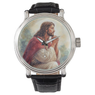 Jesus Praying Watercolor Art Christian Faith Watch