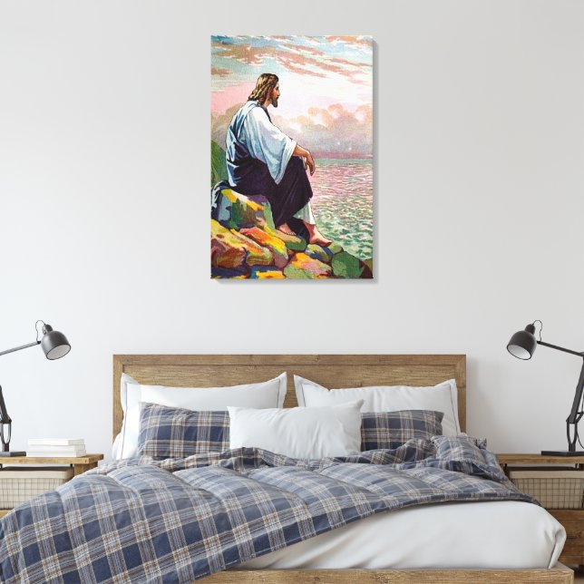 Jesus Prays by Himself Matthew 14:22-23 Canvas Print (Insitu(Bedroom))