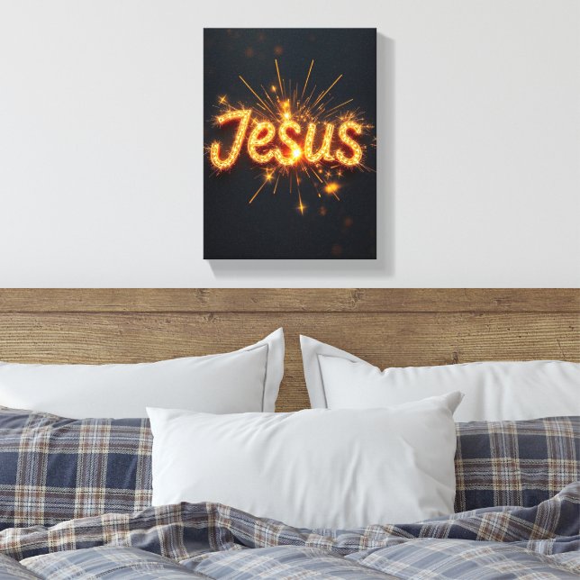 Jesus - Premium Wrapped Canvas (Gloss) Print (Insitu(Bedroom))
