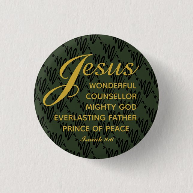 JESUS PRINCE OF PEACE Isaiah Christmas Scripture Button (Front)