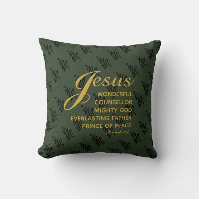 JESUS PRINCE OF PEACE Isaiah Christmas Scripture Throw Pillow (Front)