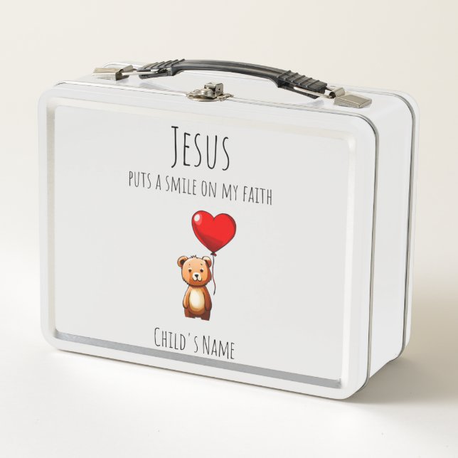 Jesus Puts A Smile On My Faith Customized Lunchbox (Front)