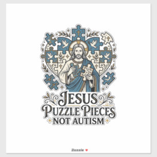 Jesus Puzzle Pieces Not Autism Jesus Puzzle Pieces Sticker