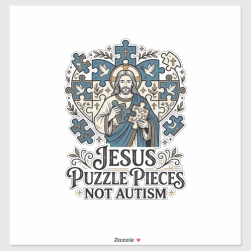 Jesus Puzzle Pieces Not Autism Jesus Puzzle Pieces Sticker