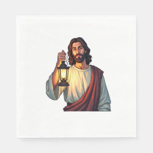 Jesus Quiet Lantern Vintage Engraving Tee Napkins