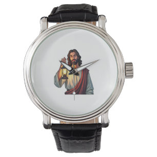 Jesus Quiet Lantern Vintage Engraving Tee Watch