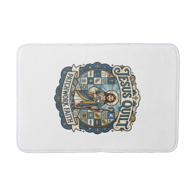 Jesus Quilt Patchwork Faith Jesus Quilt Patchwork  Bath Mat (Front)