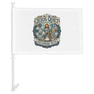 Jesus Quilt Patchwork Faith Jesus Quilt Patchwork Car Flag