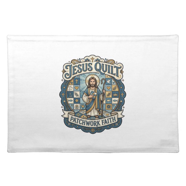 Jesus Quilt Patchwork Faith Jesus Quilt Patchwork  Cloth Placemat (Front)