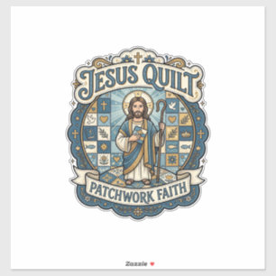 Jesus Quilt Patchwork Faith Jesus Quilt Patchwork Sticker