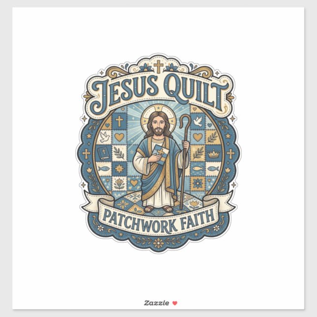 Jesus Quilt Patchwork Faith Jesus Quilt Patchwork  Sticker (Sheet)