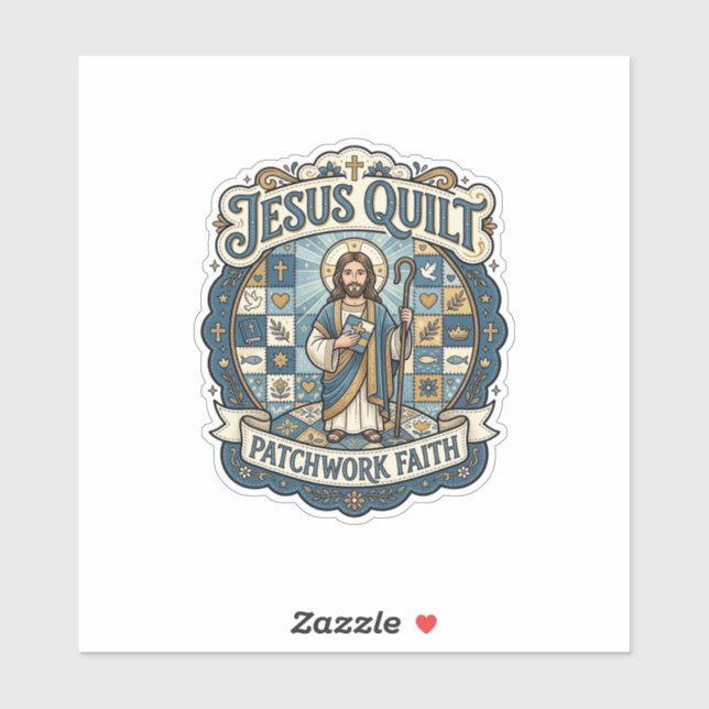 Jesus Quilt Patchwork Faith Jesus Quilt Patchwork  Sticker (Sheet)