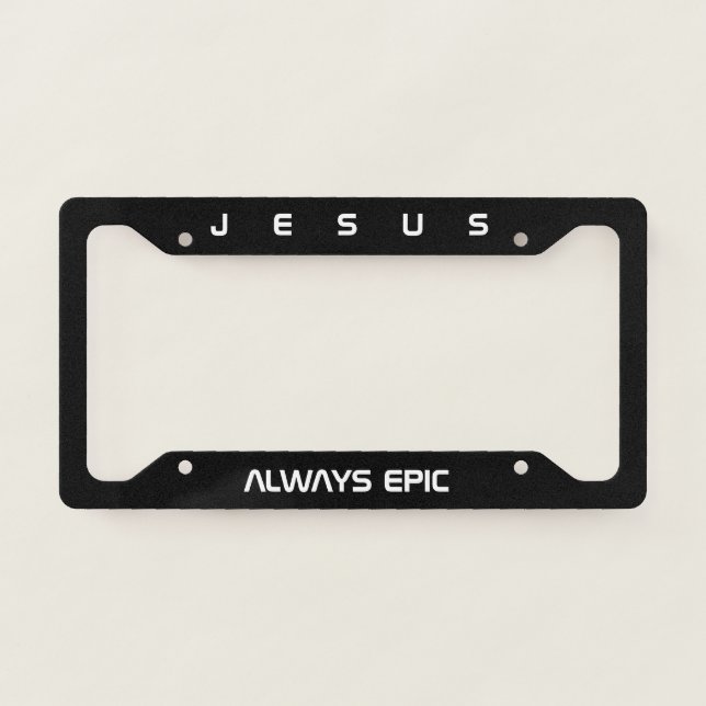Jesus Quote Name Black Neon License Plate Frame (Front)
