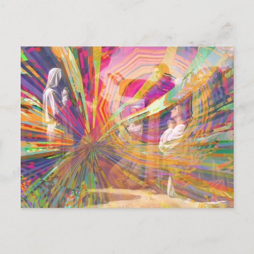 Jesus Raises Lazarus from the dead Neon Pastel Pin Postcard