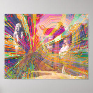 Jesus Raises Lazarus Neon Pastel Pinwheel Poster