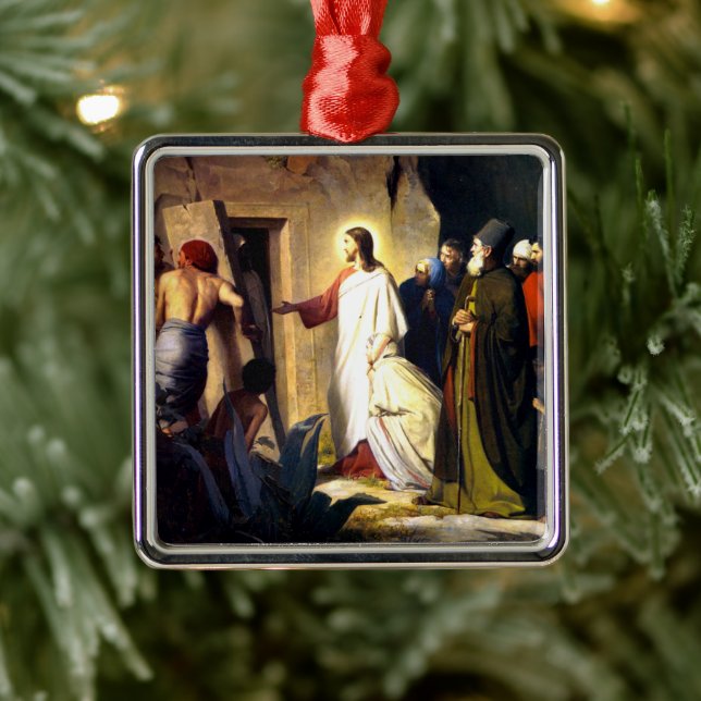 Jesus Raising Lazarus from the Dead Metal Ornament (Tree)
