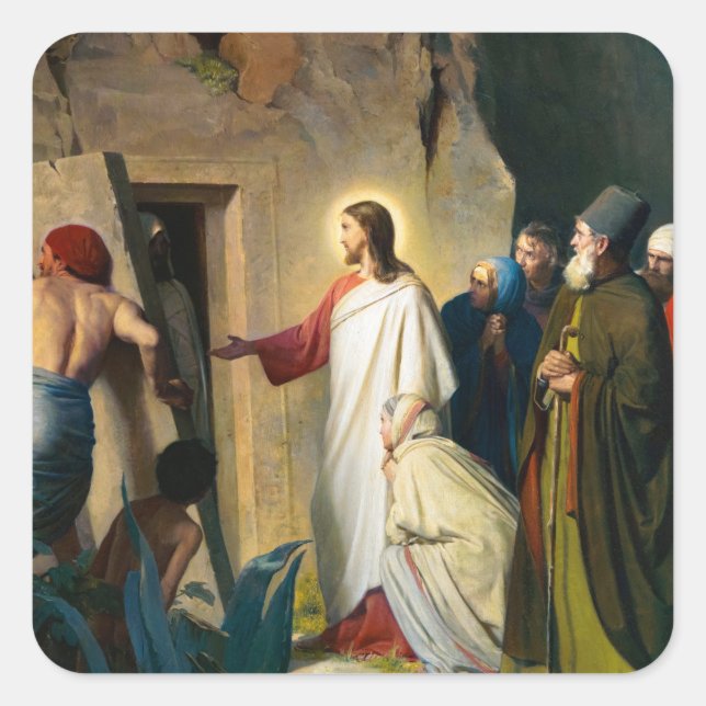 Jesus Raising of Lazarus by Carl Bloch Square Sticker (Front)