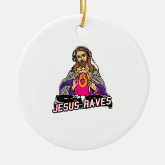 Jesus Raves Christmas EDM Music X-Mas Party Christ Ceramic Ornament