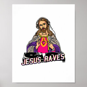 Jesus Raves Christmas EDM Music X-Mas Party Christ Poster