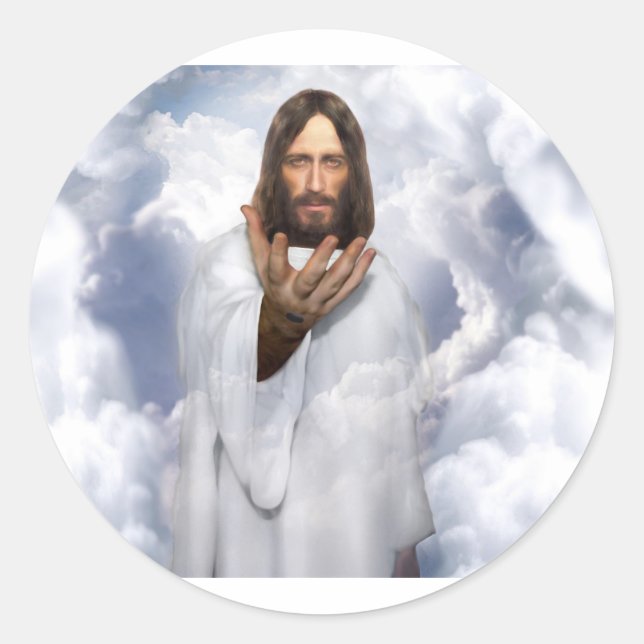 Jesus reaching out hope classic round sticker (Front)
