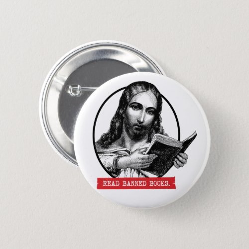 Jesus Reads Banned Books Button
