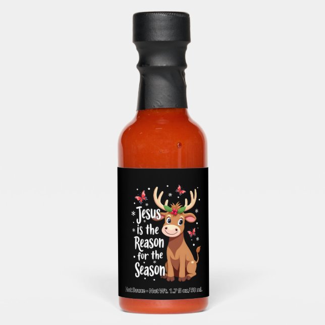 Jesus Reason for The Season Cow Christmas Christia Hot Sauces (Front)