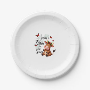 Jesus Reason for The Season Cow Christmas Christia Paper Plates