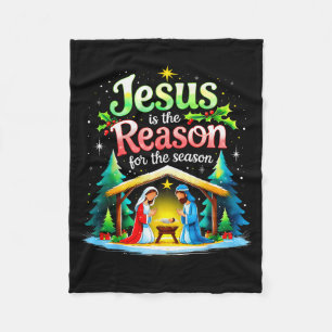 Jesus Reason For The Season Nativity Christmas Des Fleece Blanket