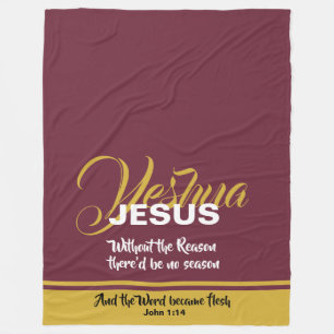 JESUS REASON SEASON Christian Scripture Christmas Fleece Blanket