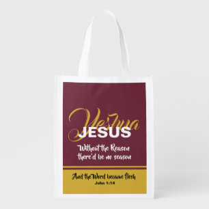 JESUS REASON SEASON Christian Scripture Christmas Grocery Bag