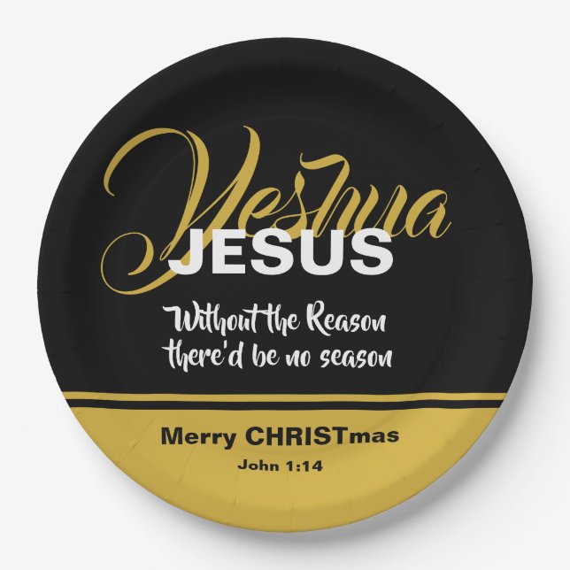 JESUS REASON SEASON Christian Scripture CHRISTMAS Paper Plates (Front)