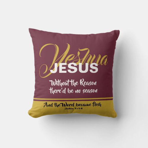 JESUS REASON SEASON Christian Scripture Christmas Throw Pillow