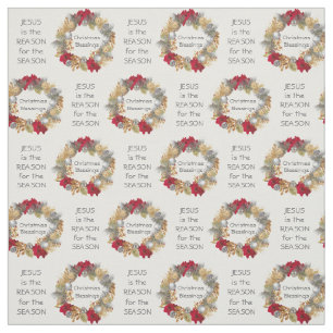 JESUS REASON SEASON   Festive   Christmas Wreath Fabric