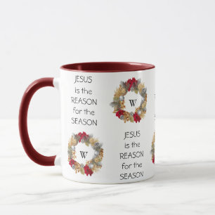 JESUS REASON SEASON Festive Wreath CHRISTMAS Mug