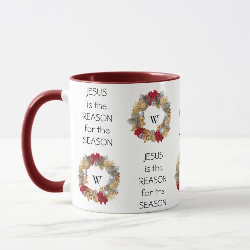 JESUS REASON SEASON  Festive Wreath  CHRISTMAS Mug