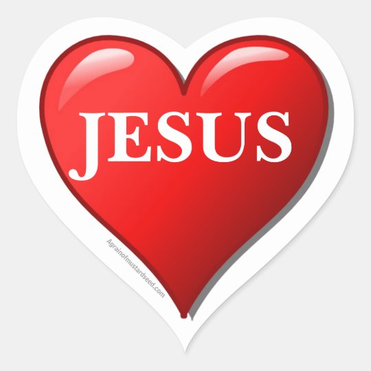 JESUS red heart Heart Sticker | Zazzle