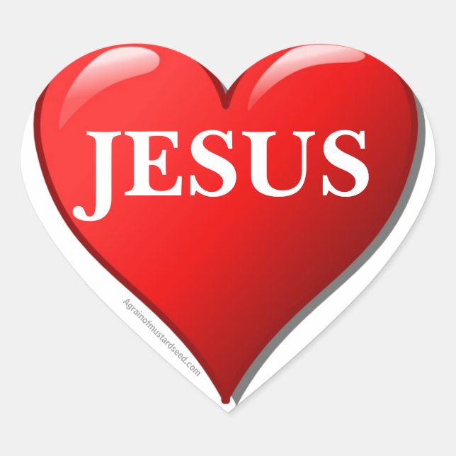 JESUS red heart Heart Sticker (Front)