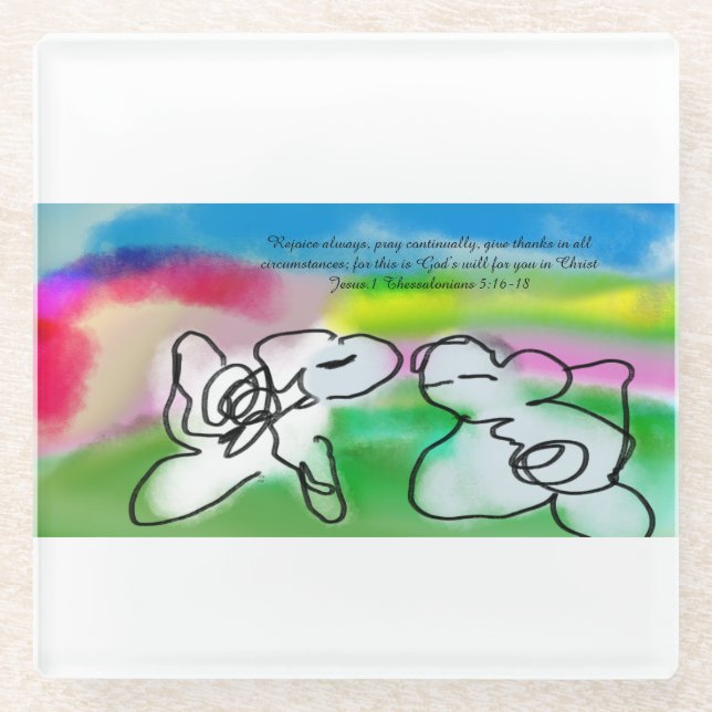 jesus rejoice glass coaster (Front)