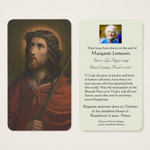 Jesus Religious Funeral Prayer Memorial Card