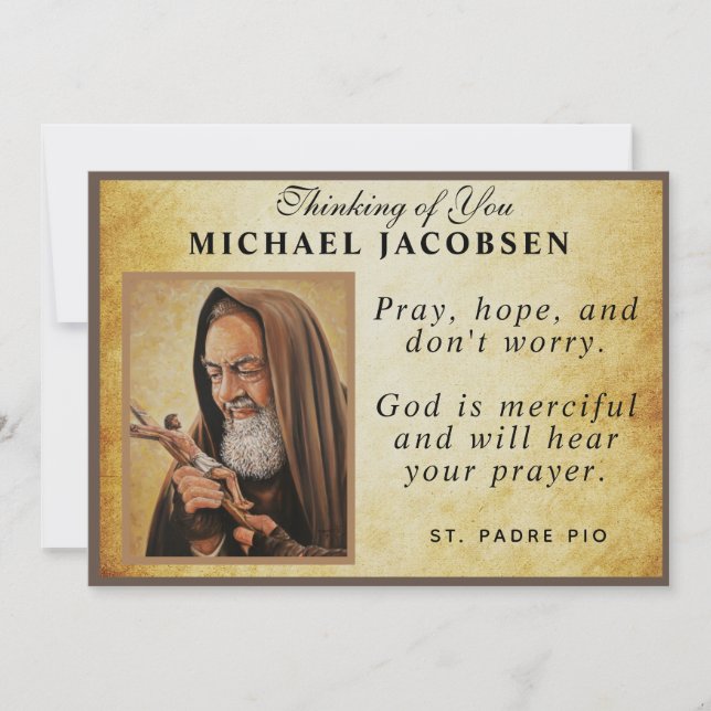 Jesus Religious St. Padre Pio Prayer Catholic Card (Front)