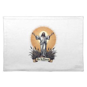 Jesus Resurrection Vintage Engraving Faith Shirt ( Cloth Placemat