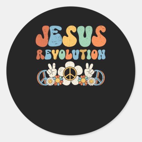 Jesus Revolution Faith Retro Groovy Flower Peace S Classic Round Sticker