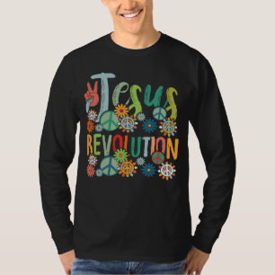 Jesus Revolution Faith Retro Groovy Flower Peace S T-Shirt