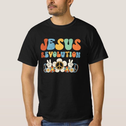 Jesus Revolution Faith Retro Groovy Flower Peace S T_Shirt