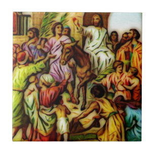 Jesus Rides the Donkey into Jerusalem Tile