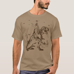 Jesus Riding A Dinosaur Funny UFO Alien Abduction T-Shirt